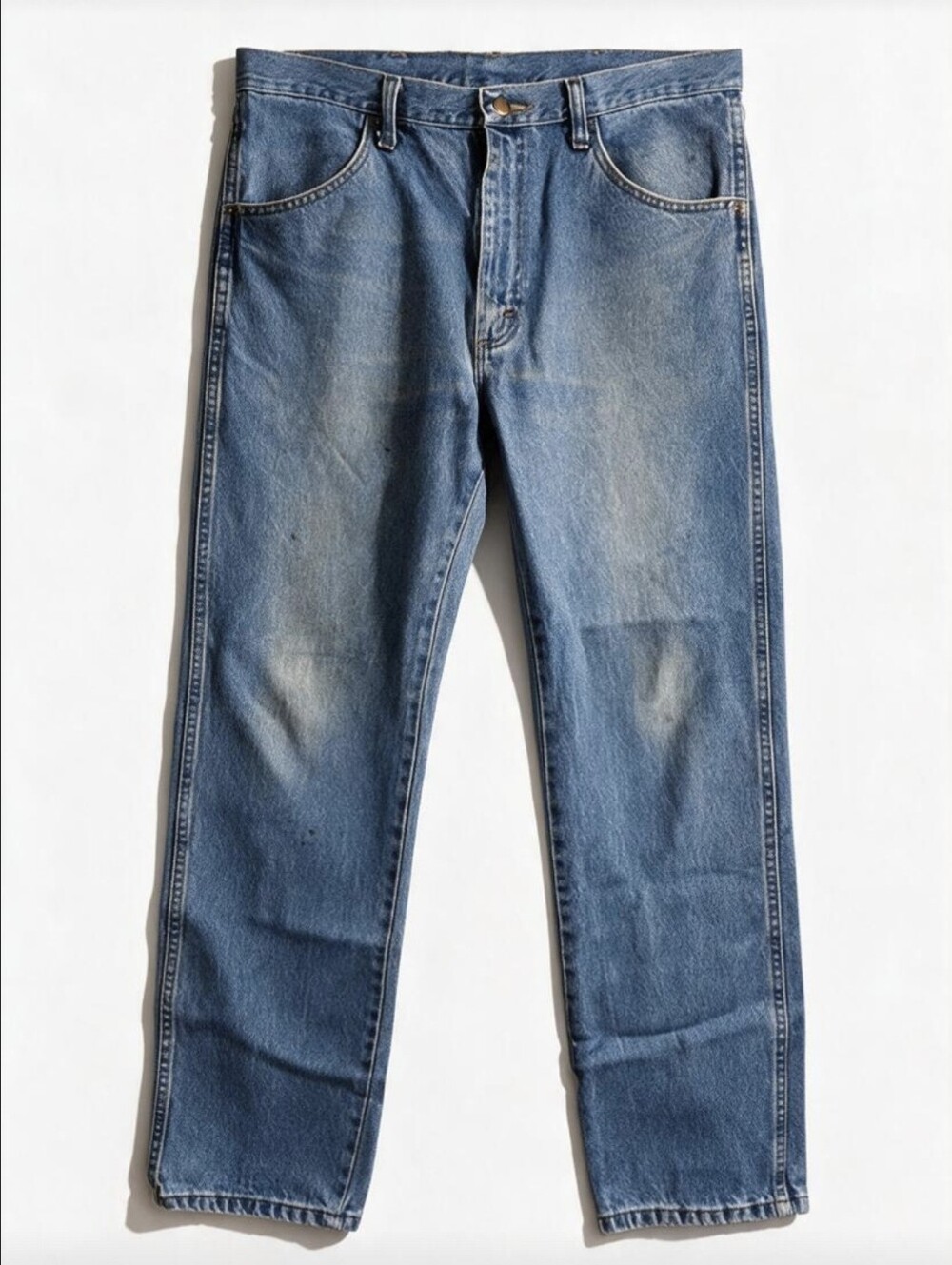 Rustler Mens Regular Fit Blue Denim Jeans Faded Workwear 34x32
